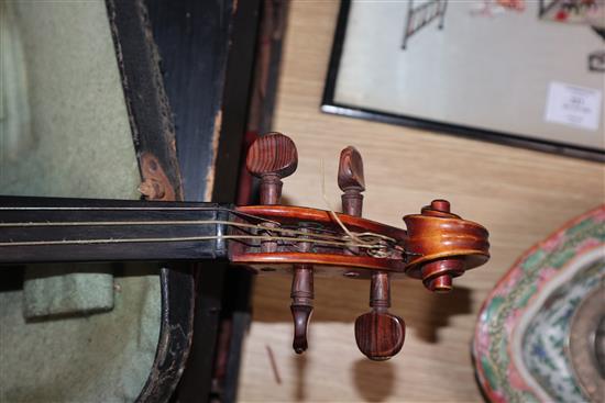 Two cased violins, one by Louis Fricot, Poussay dated 1935?,